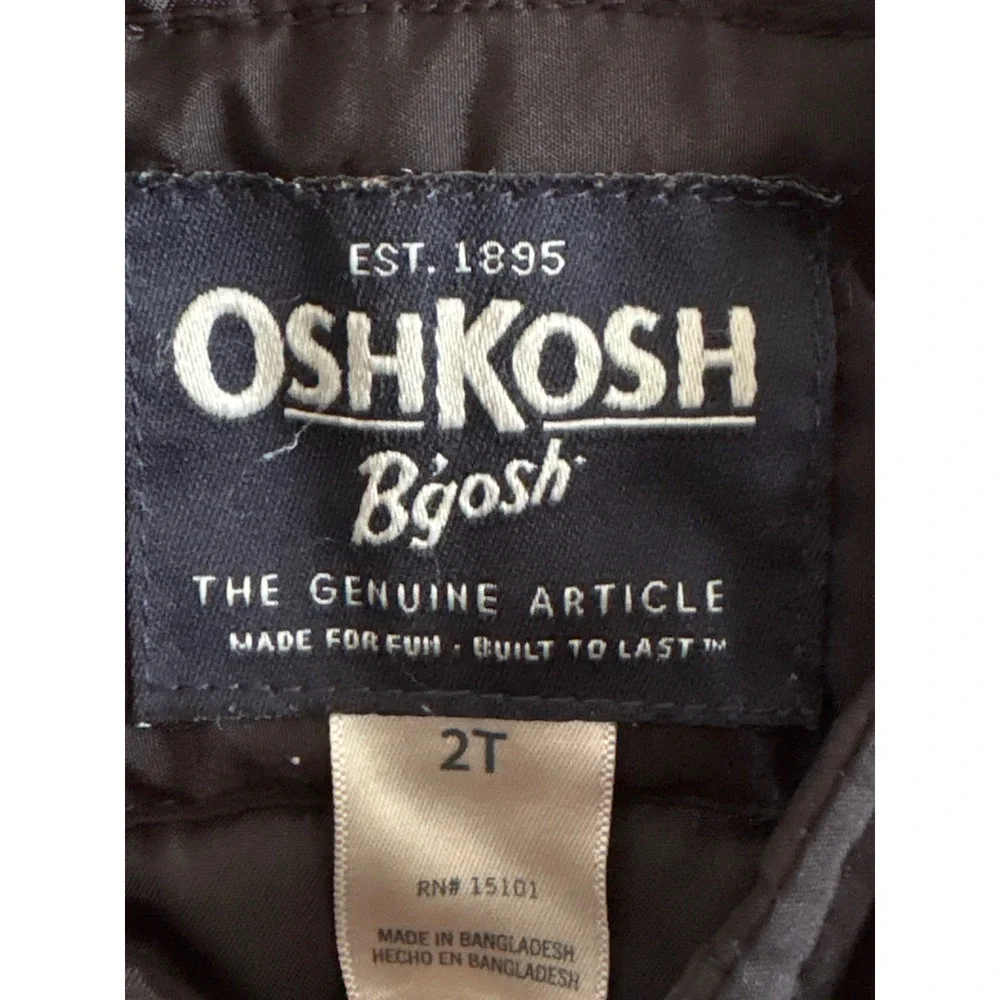 OshKosh B'gosh Snow Bibs 2T Black Gorpcore Winter Insulated Overalls Zipper